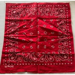 Vintage Red Bandana Elephant Trunk Up Fast Color Cotton Paisley USA